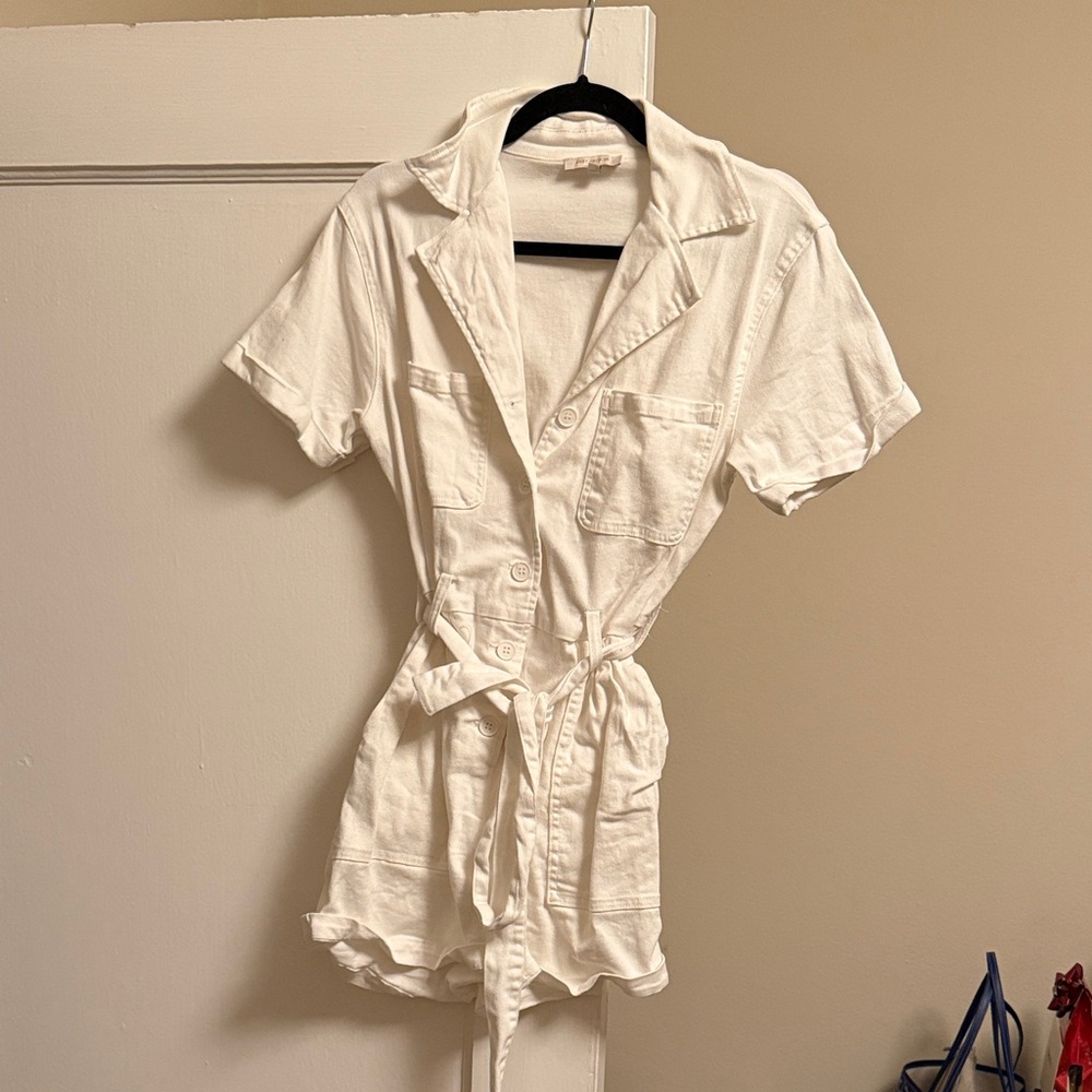 White Short Sleeve Romper